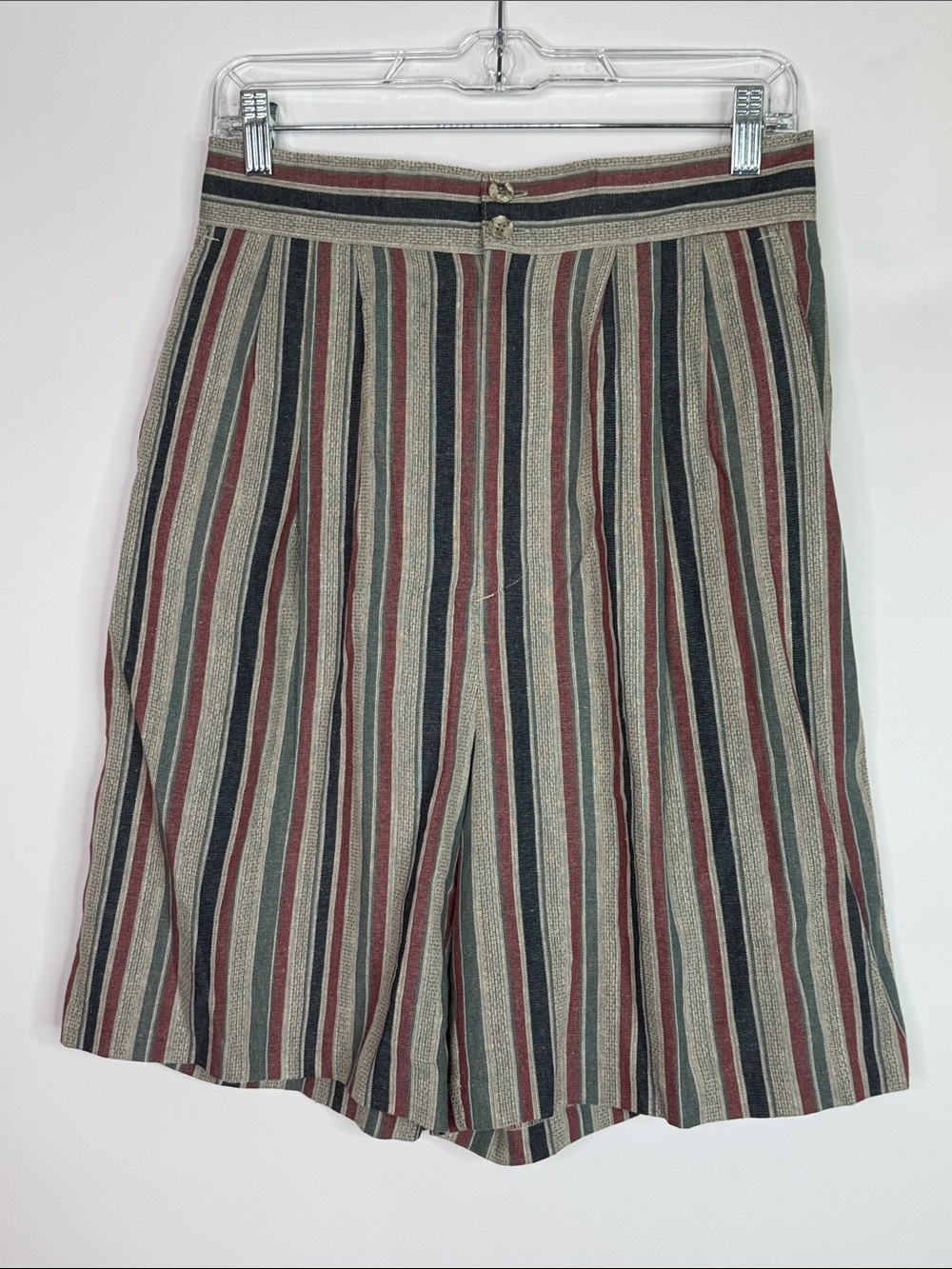 Vintage Christopher & Banks Linen Striped Bermuda Shorts Size 12